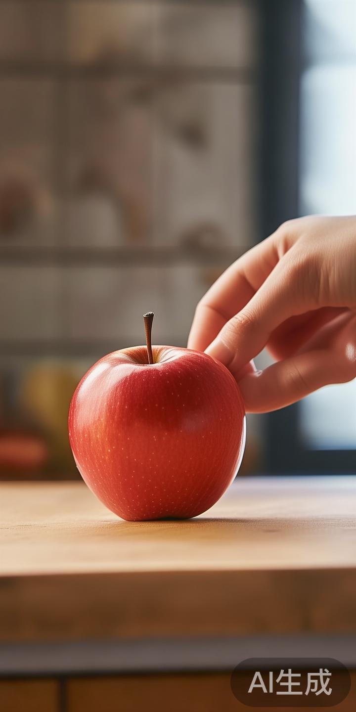 用手轻轻捏压苹果，果实要坚实有弹性。过软的苹果可能